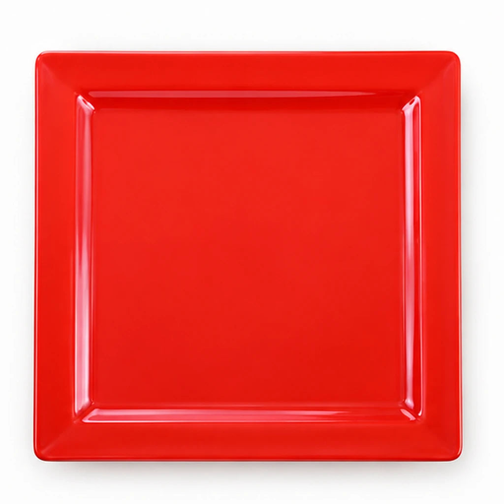 Blaze Rio 10-Inch Melamine Square Flat Plate - Red, Yellow & Black