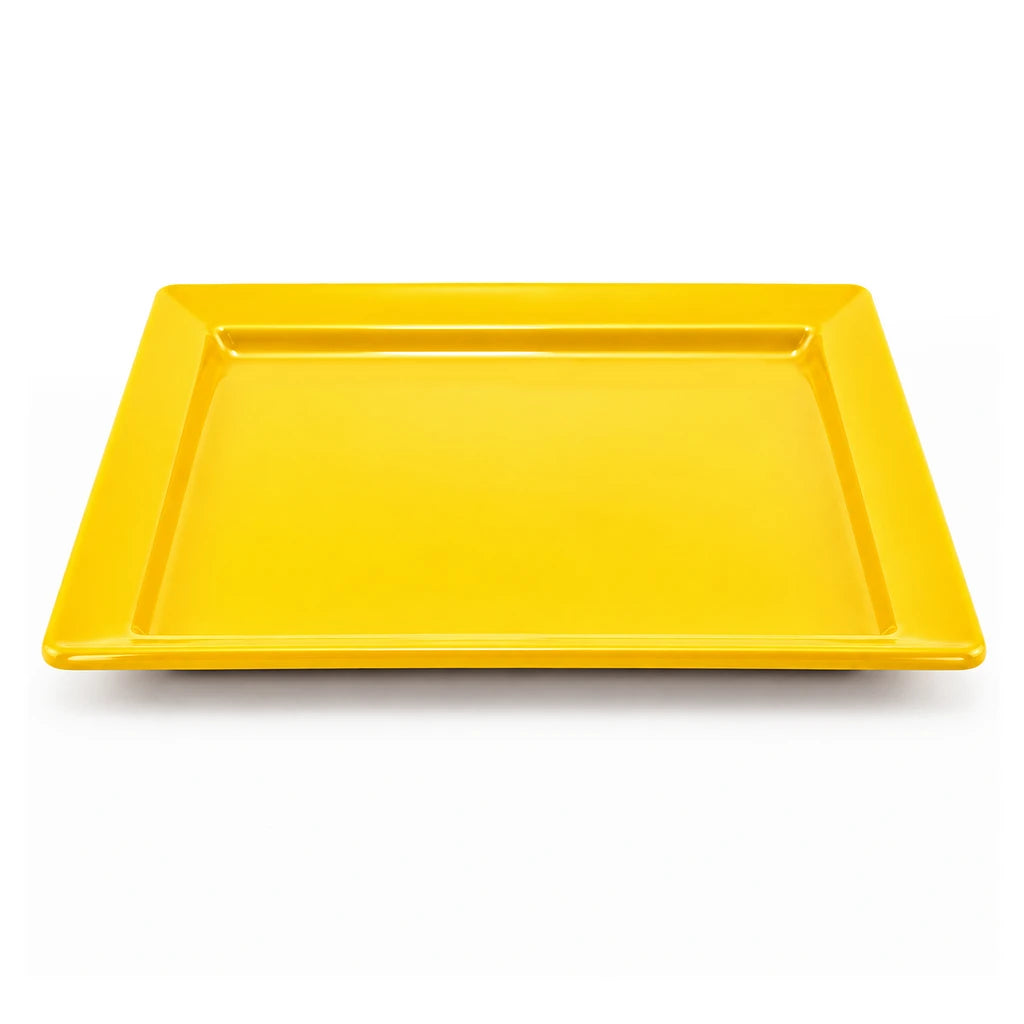 Blaze Rio 10-Inch Melamine Square Flat Plate - Red, Yellow & Black