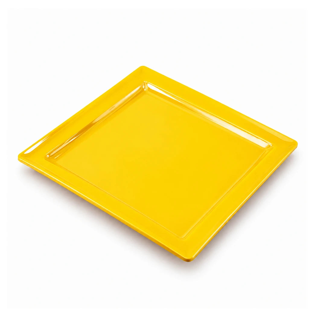 Blaze Rio 10-Inch Melamine Square Flat Plate - Red, Yellow & Black