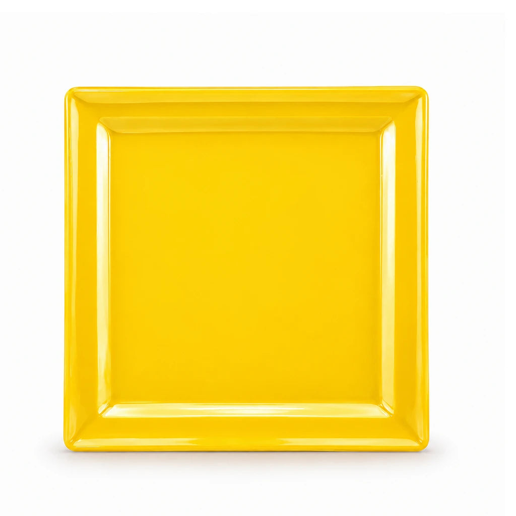 Blaze Rio 10-Inch Melamine Square Flat Plate - Red, Yellow & Black