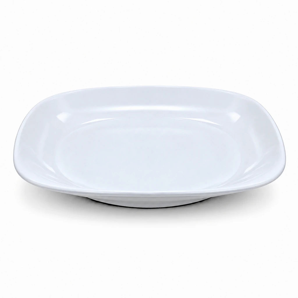 Blaze Elite White Melamine Flat Rounded-Square Plate - 7 & 10 Inch