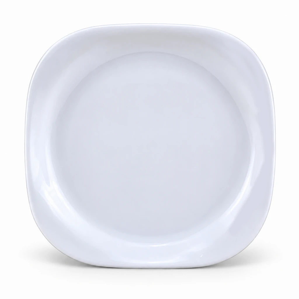 Blaze Elite White Melamine Flat Rounded-Square Plate - 7 & 10 Inch