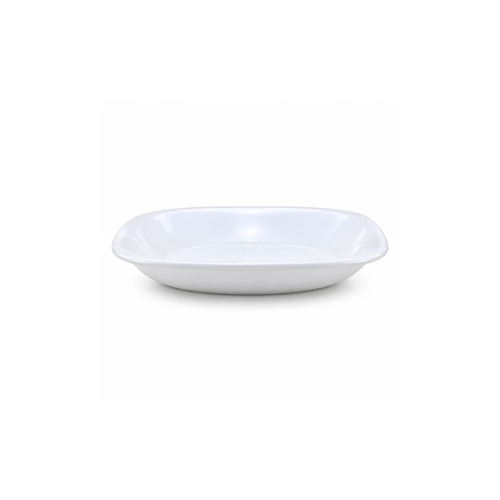 Blaze Elite White Melamine Rounded-Square Deep Soup Plate - 7 & 8 Inches