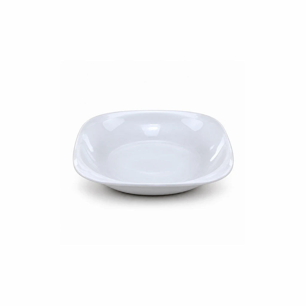 Blaze Elite White Melamine Rounded-Square Deep Soup Plate - 7 & 8 Inches