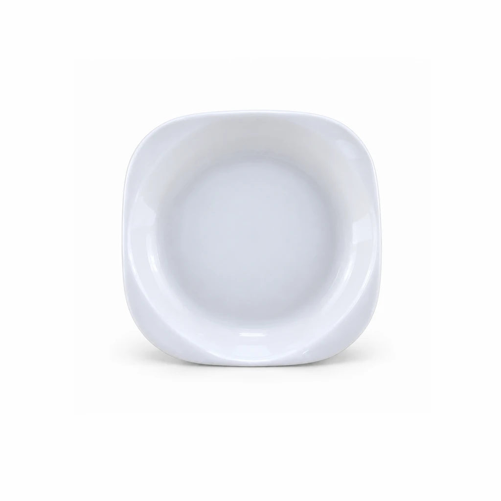 Blaze Elite White Melamine Rounded-Square Deep Soup Plate - 7 & 8 Inches