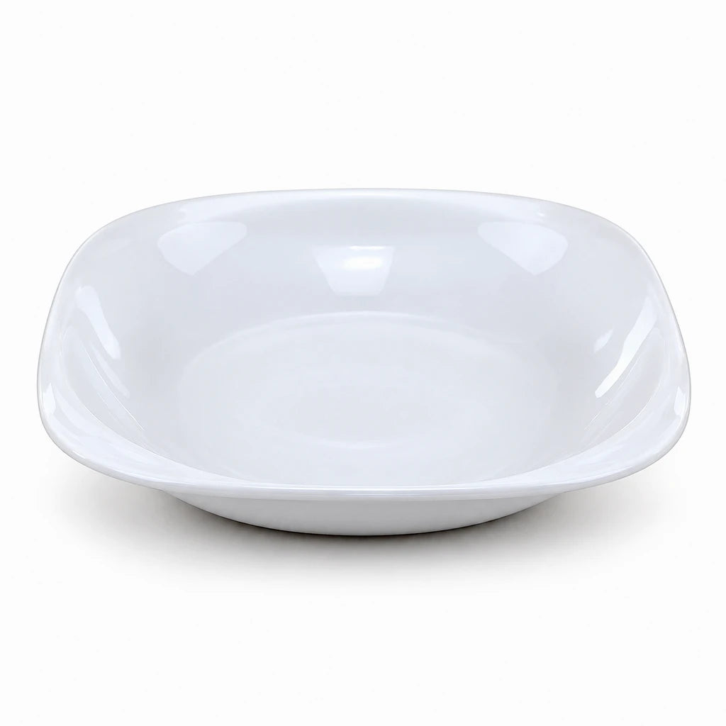 Blaze Elite White Melamine Rounded-Square Deep Soup Plate - 7 & 8 Inches