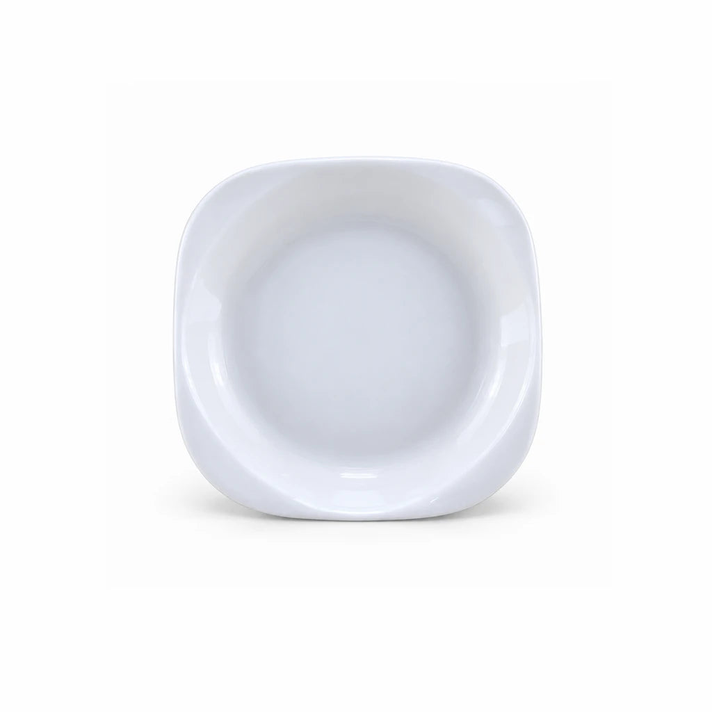 Blaze Elite White Melamine Rounded-Square Deep Soup Plate - 7 & 8 Inches