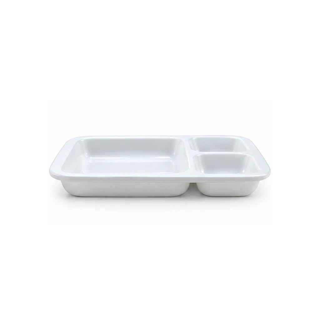 Blaze 3-Portion White Melamine Tray