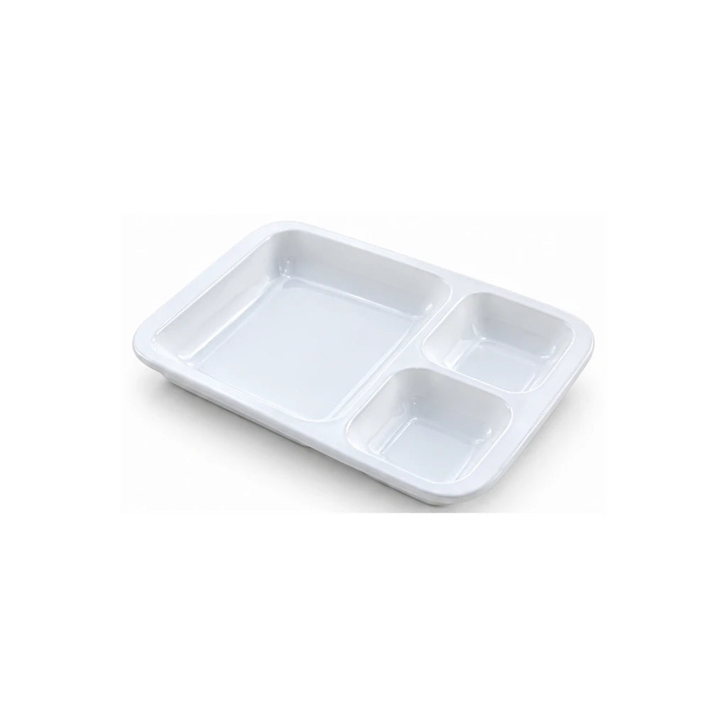 Blaze 3-Portion White Melamine Tray