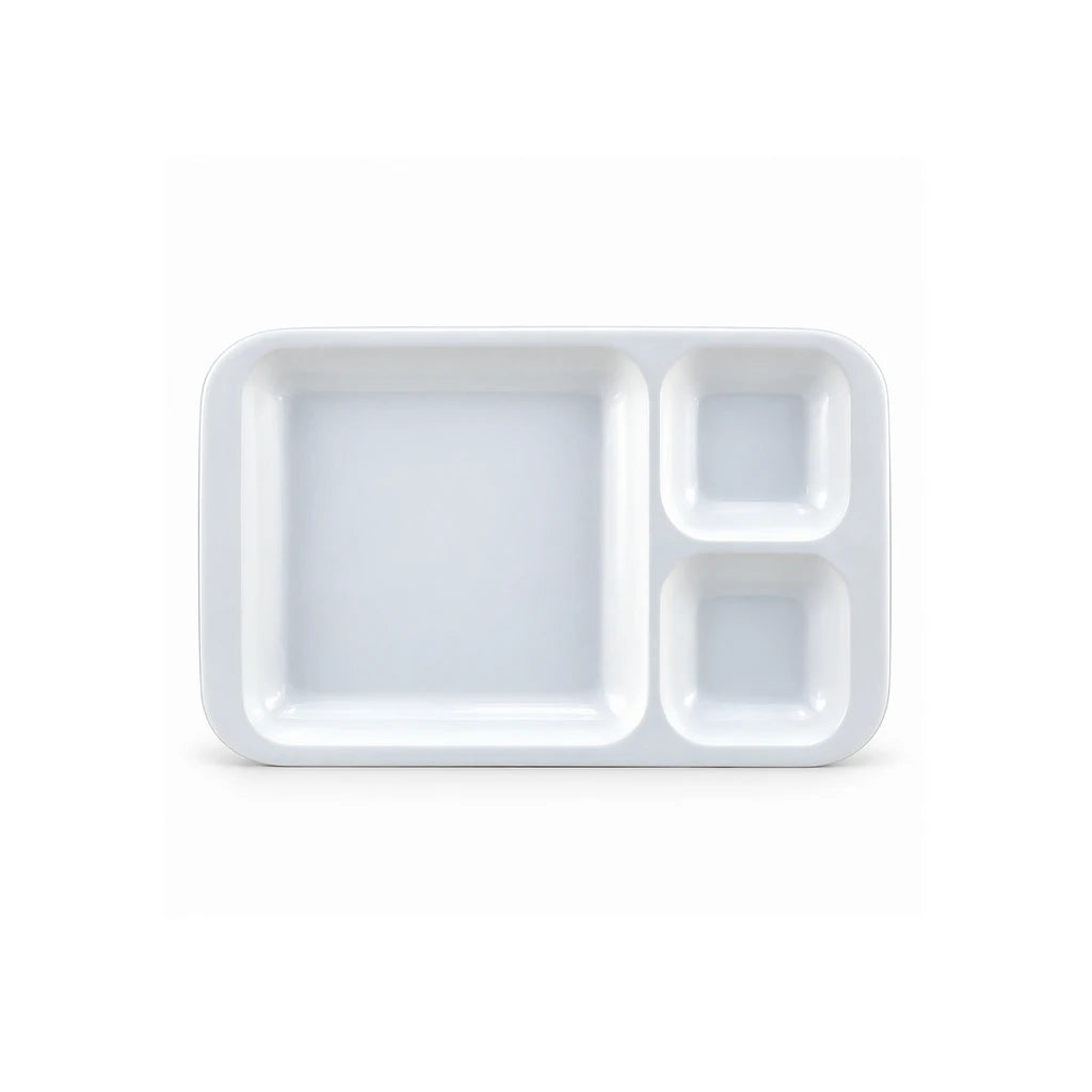 Blaze 3-Portion White Melamine Tray