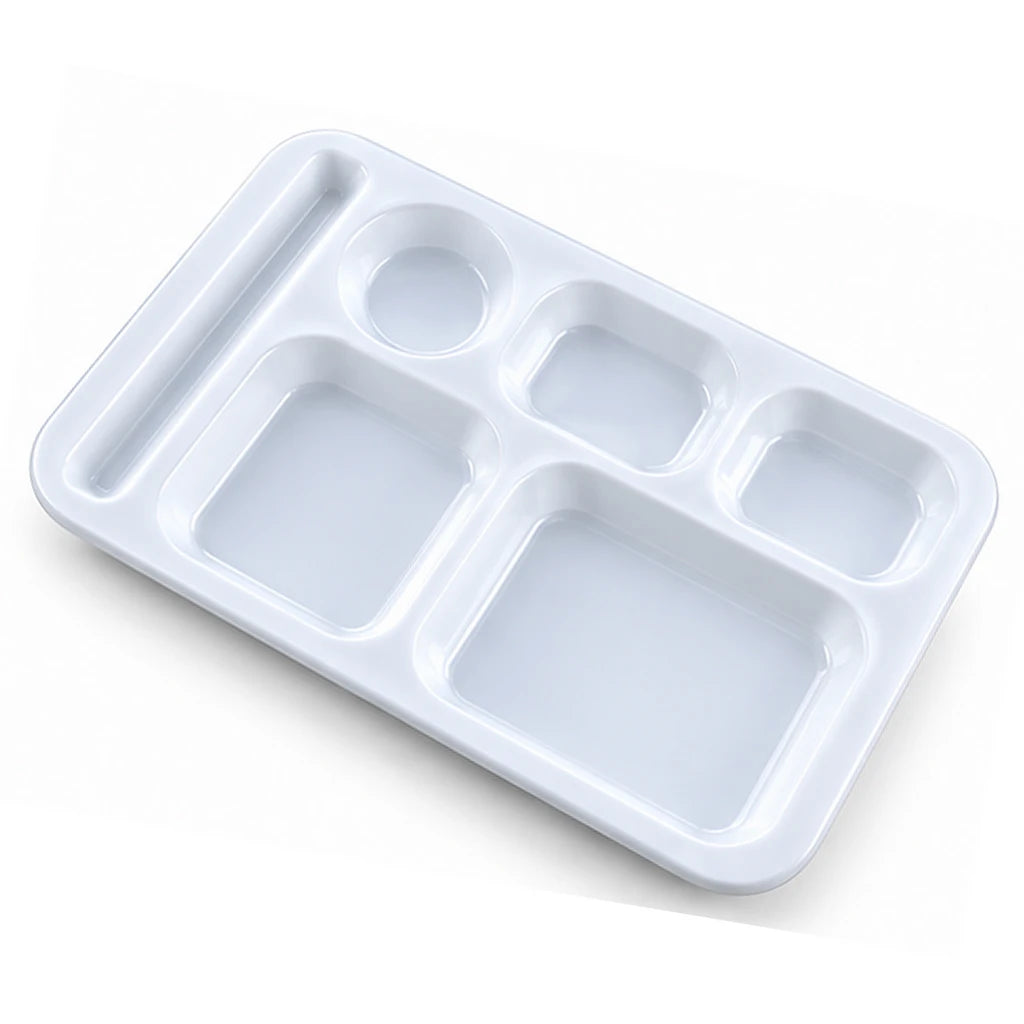 Blaze 6-Portion White Melamine Tray