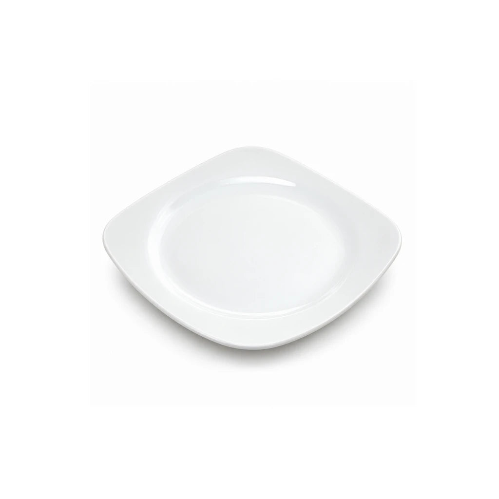 Blaze Sigma White Melamine Rounded-Square Flat Plate - 8 & 10 Inch