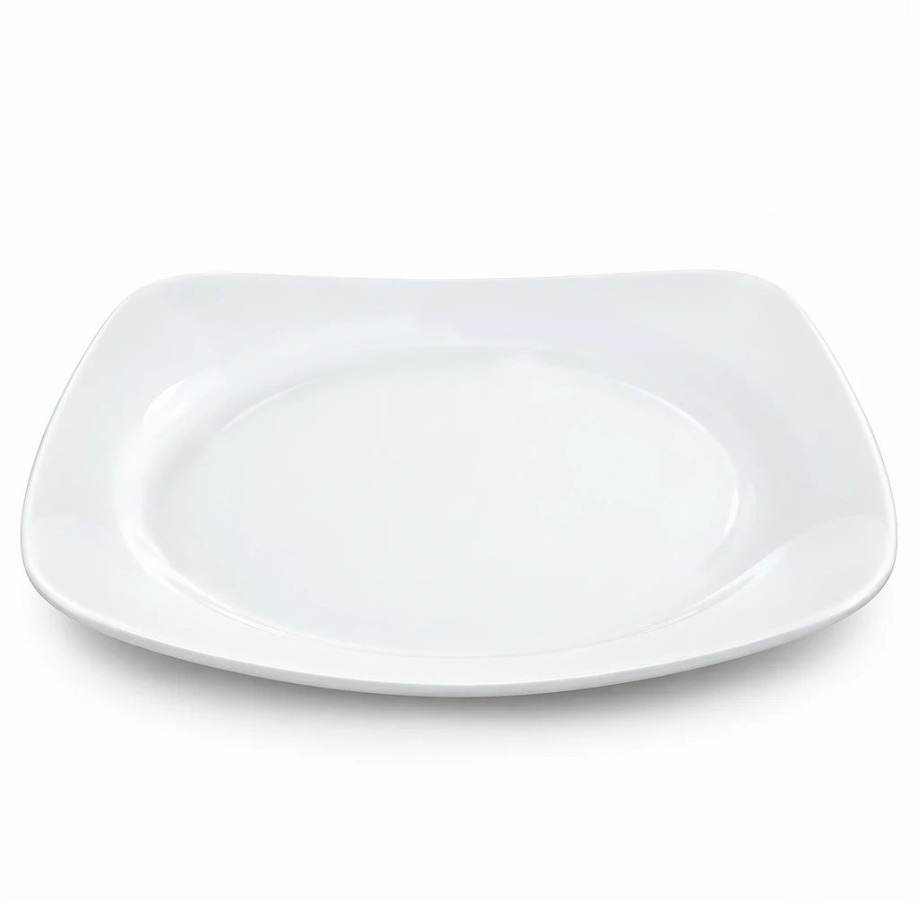 Blaze Sigma White Melamine Rounded-Square Flat Plate - 8 & 10 Inch