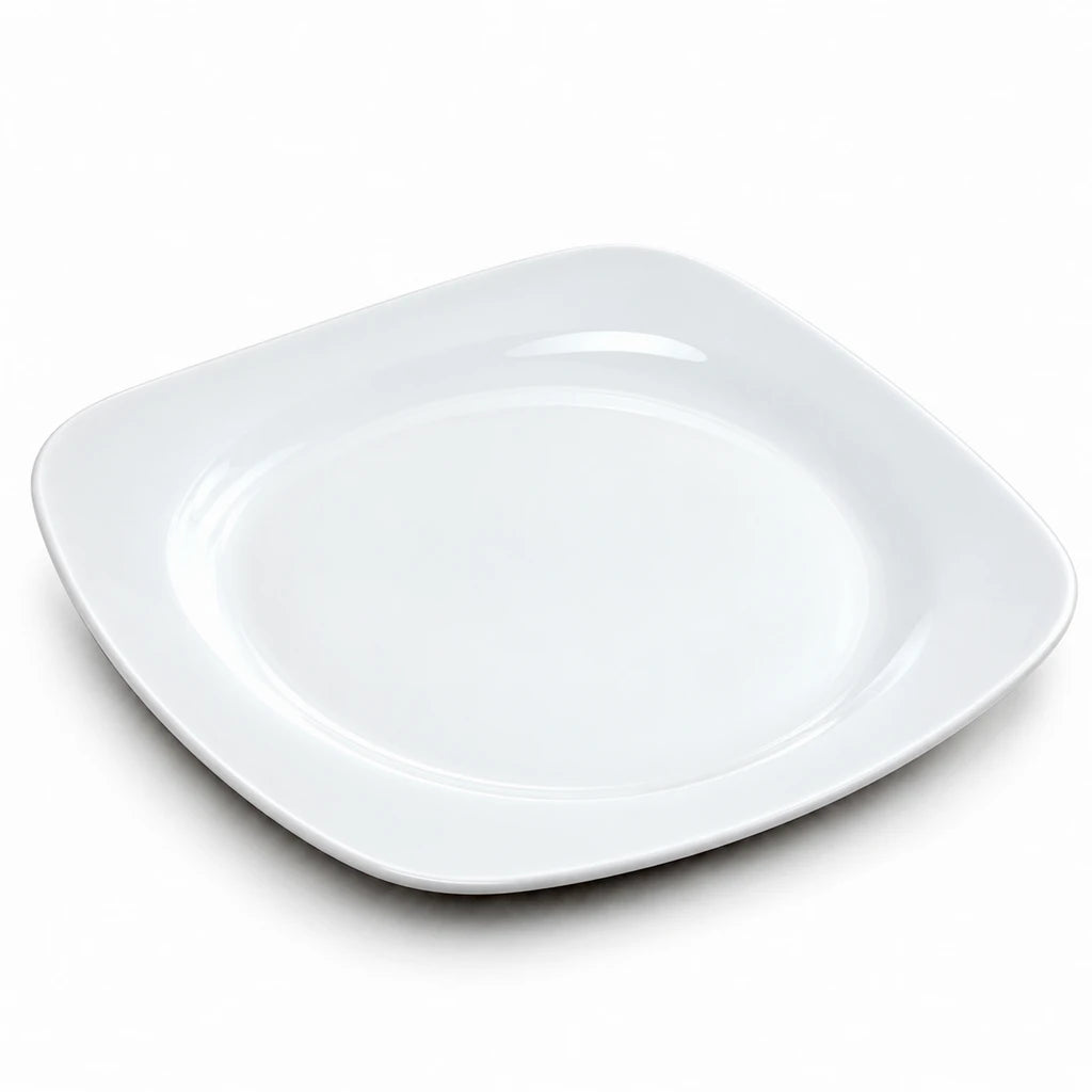 Blaze Sigma White Melamine Rounded-Square Flat Plate - 8 & 10 Inch