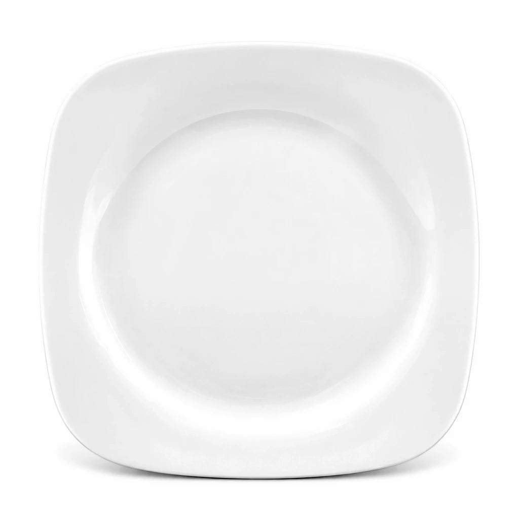 Blaze Sigma White Melamine Rounded-Square Flat Plate - 8 & 10 Inch