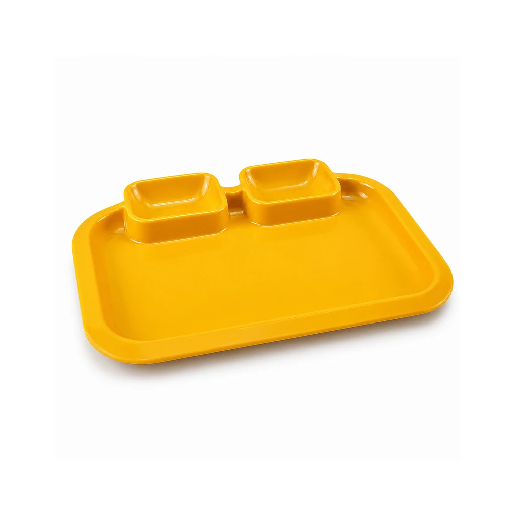 Blaze 3-Portion Melamine Fast Food Dish - Red, Yellow, White & Black