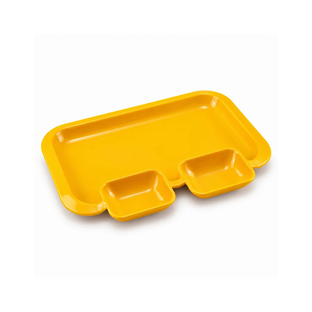 Blaze 3-Portion Melamine Fast Food Dish - Red, Yellow, White & Black