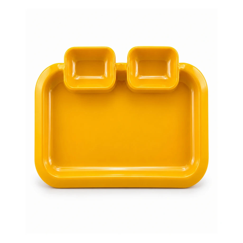 Blaze 3-Portion Melamine Fast Food Dish - Red, Yellow, White & Black
