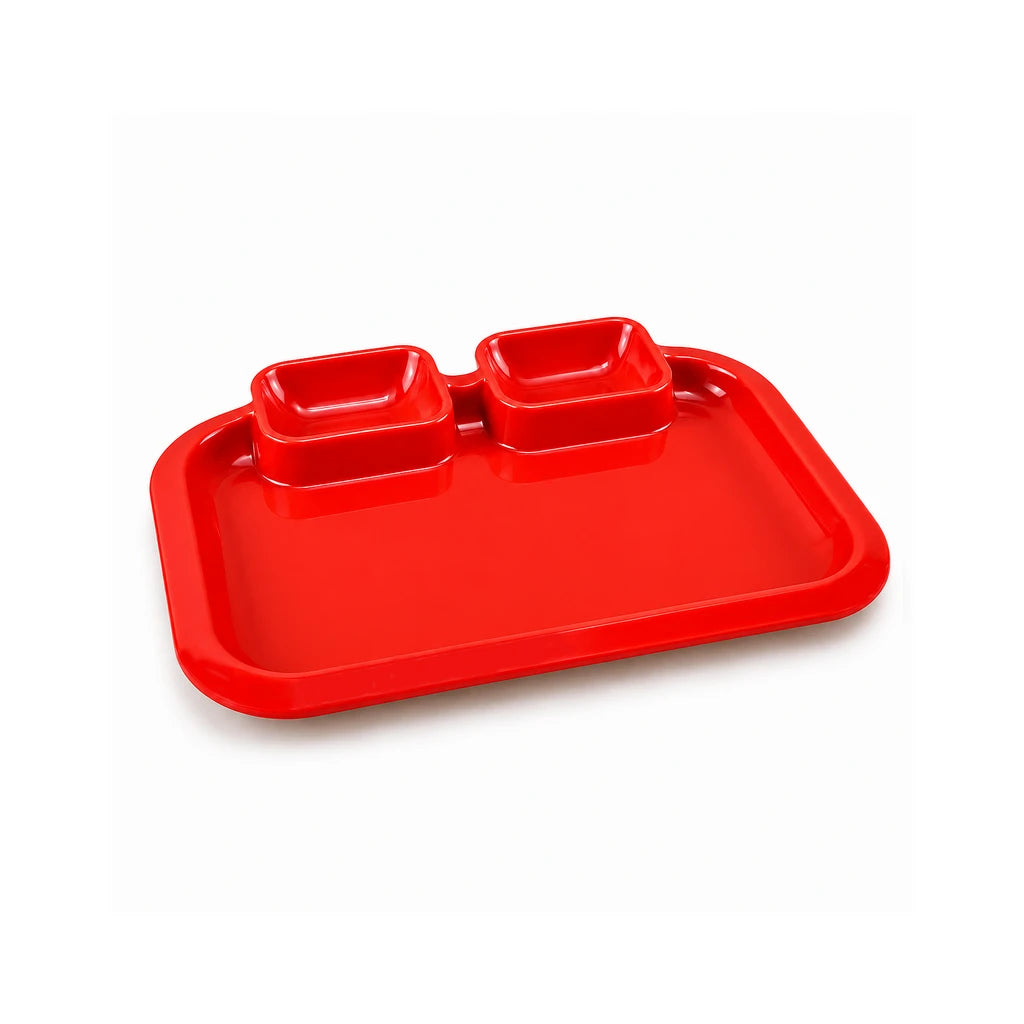 Blaze 3-Portion Melamine Fast Food Dish - Red, Yellow, White & Black