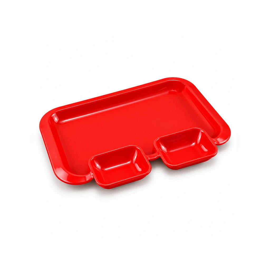 Blaze 3-Portion Melamine Fast Food Dish - Red, Yellow, White & Black