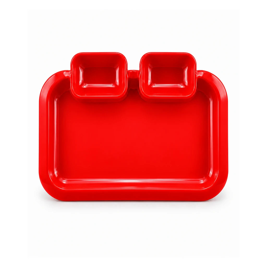Blaze 3-Portion Melamine Fast Food Dish - Red, Yellow, White & Black