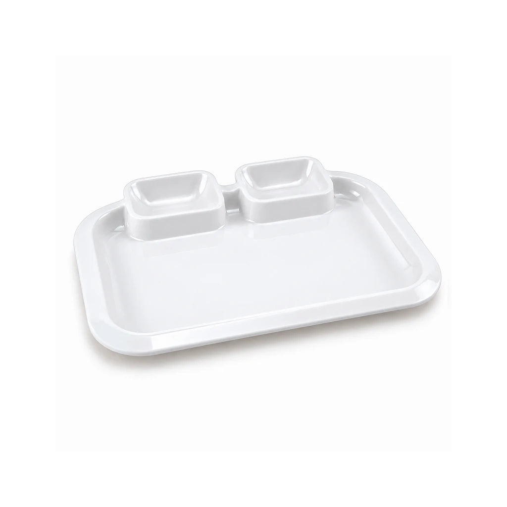 Blaze 3-Portion Melamine Fast Food Dish - Red, Yellow, White & Black