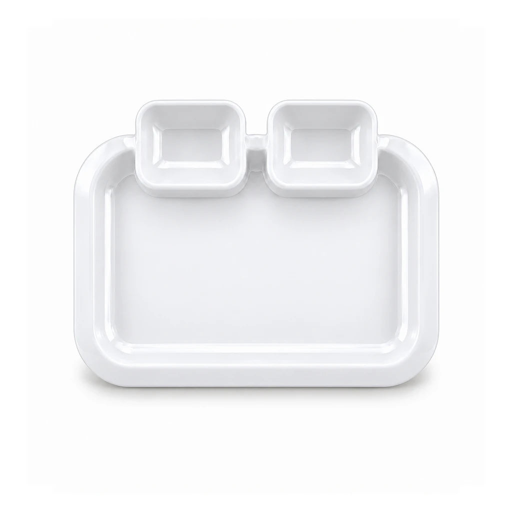 Blaze 3-Portion Melamine Fast Food Dish - Red, Yellow, White & Black