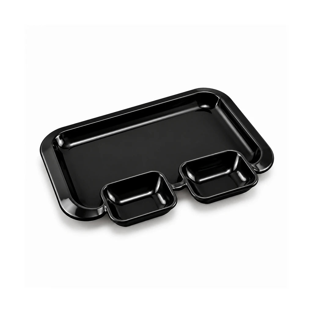Blaze 3-Portion Melamine Fast Food Dish - Red, Yellow, White & Black