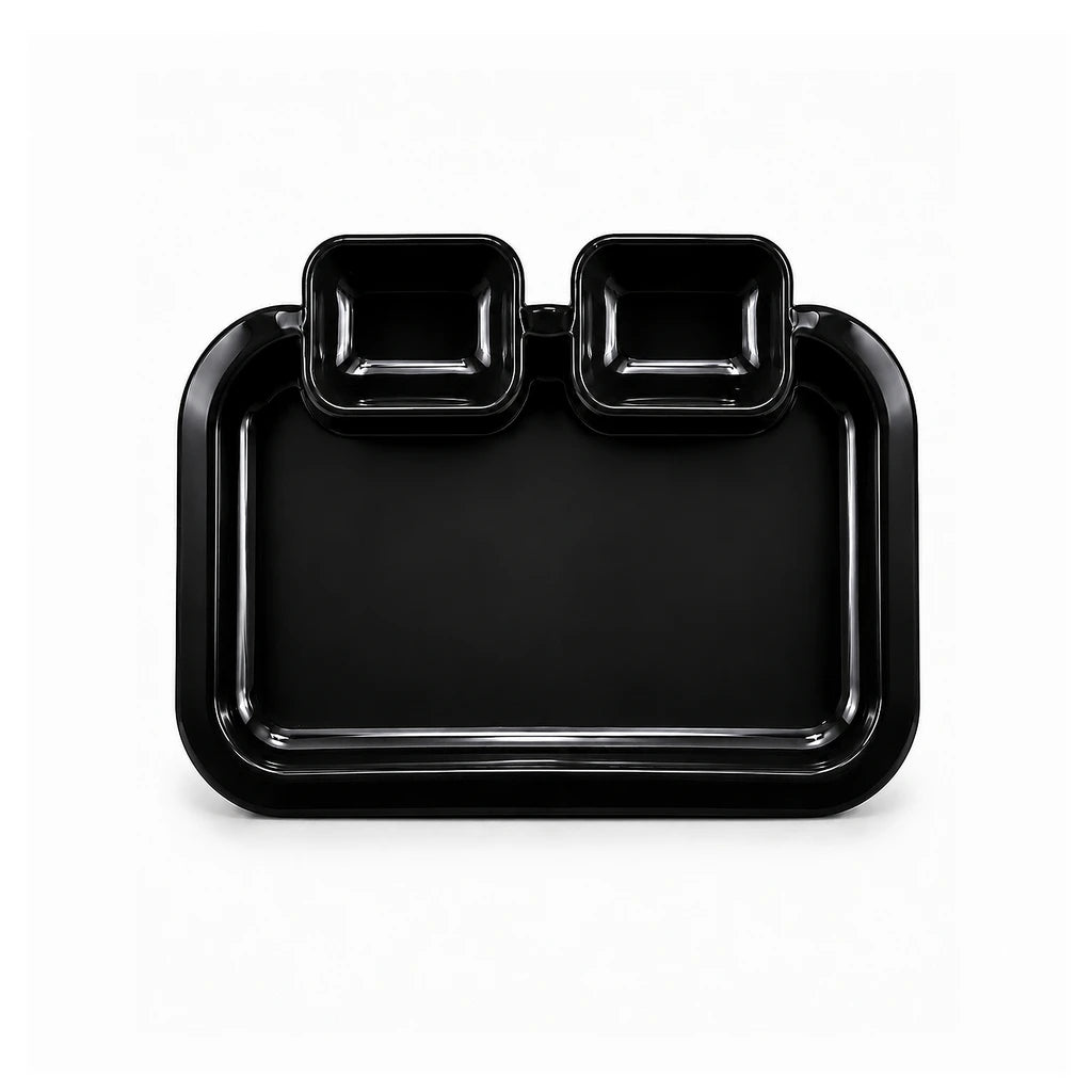 Blaze 3-Portion Melamine Fast Food Dish - Red, Yellow, White & Black