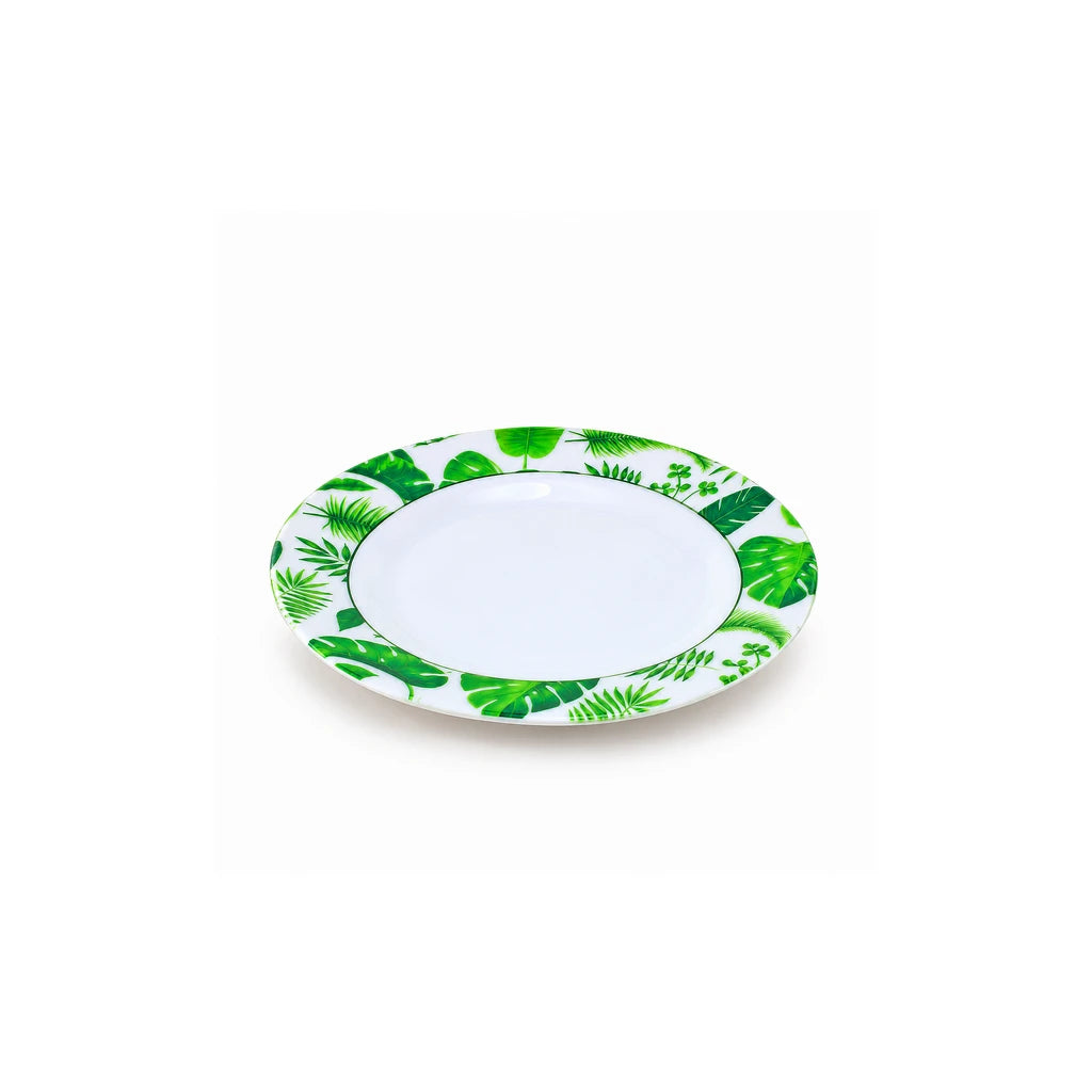 Blaze Greenery Printed Melamine Flat Plate - 8 & 10 Inch