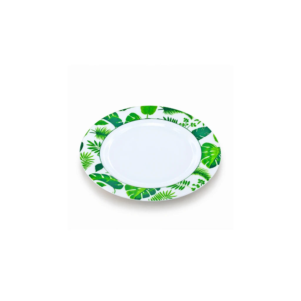 Blaze Greenery Printed Melamine Flat Plate - 8 & 10 Inch