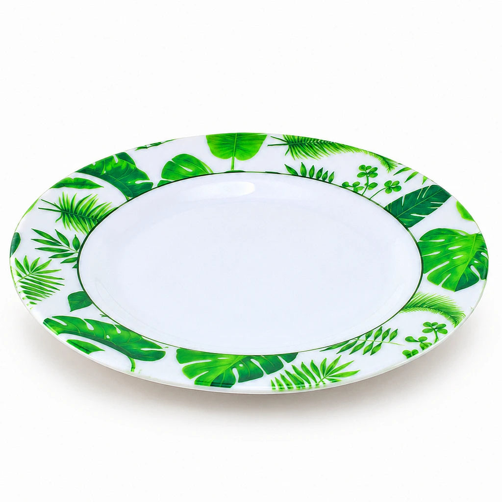 Blaze Greenery Printed Melamine Flat Plate - 8 & 10 Inch