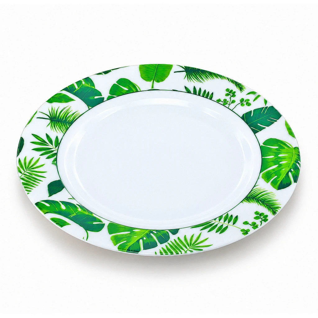 Blaze Greenery Printed Melamine Flat Plate - 8 & 10 Inch