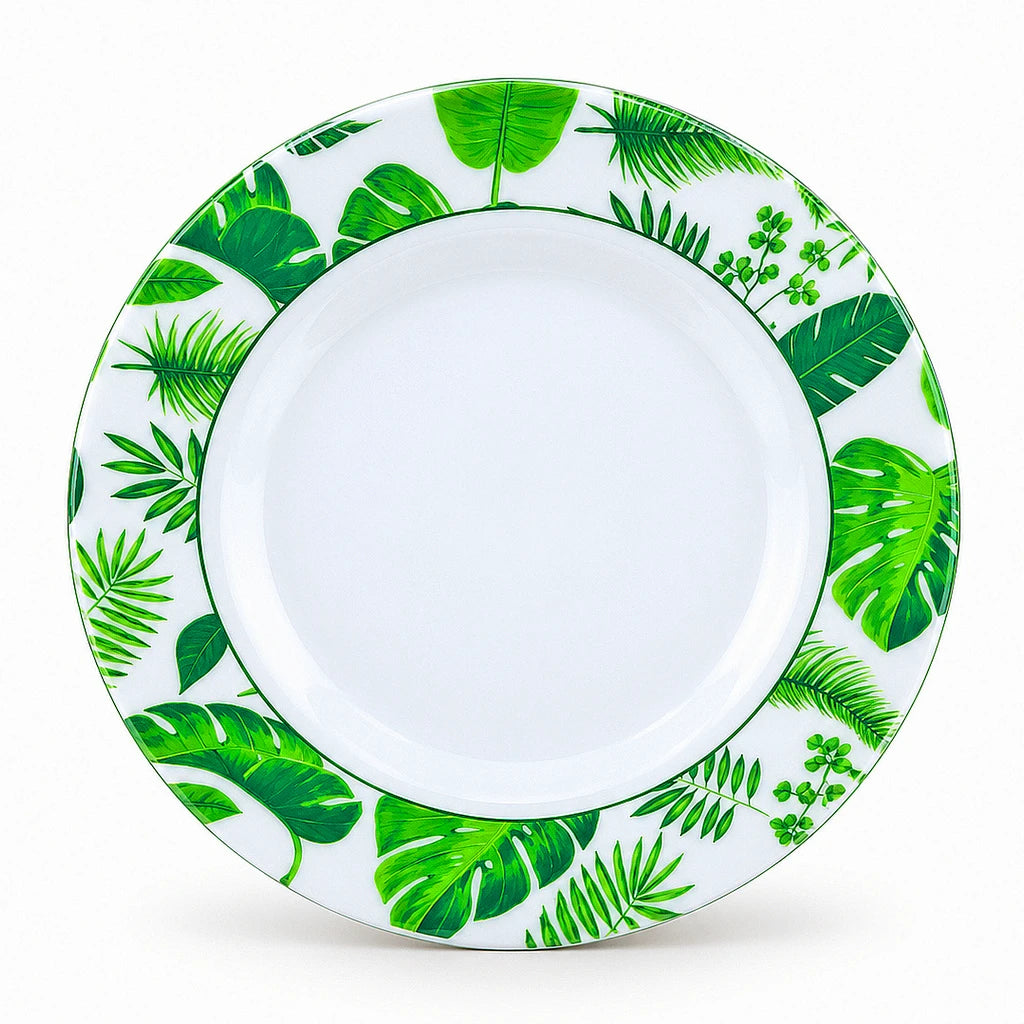 Blaze Greenery Printed Melamine Flat Plate - 8 & 10 Inch