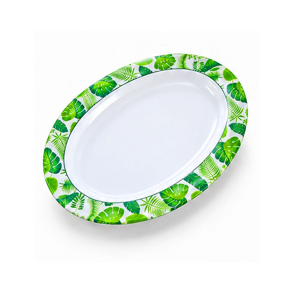 Blaze Greenery 14-Inch Printed Melamine Oval Dish