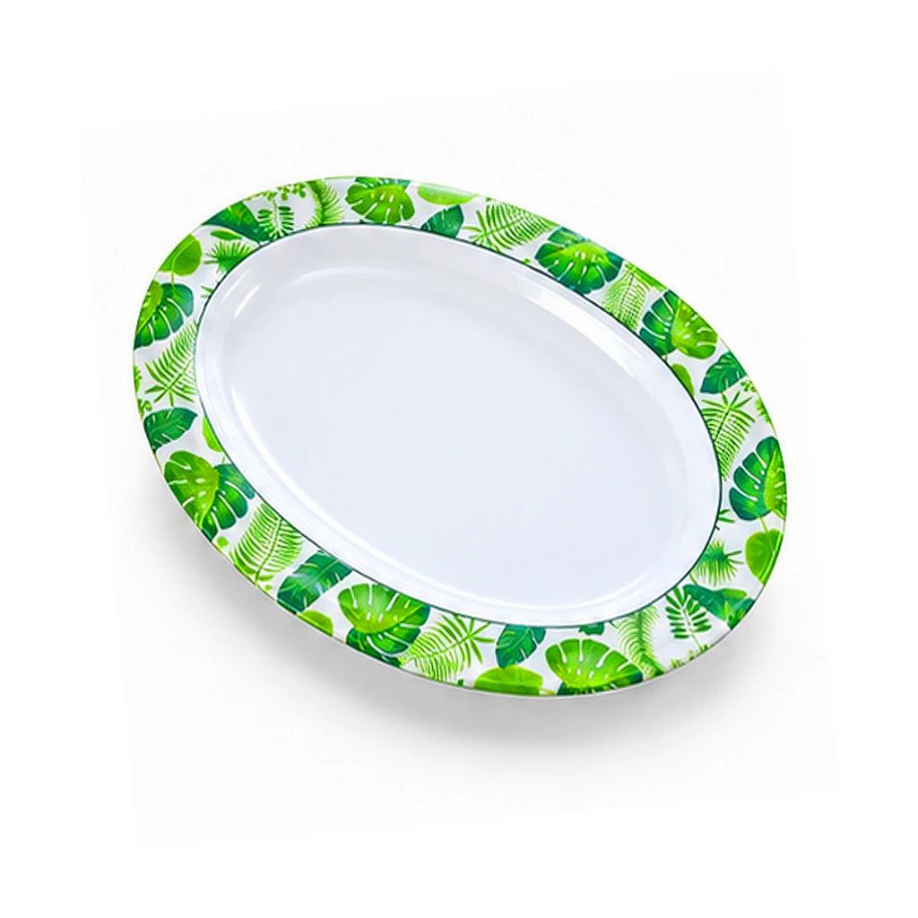 Blaze Greenery 14-Inch Printed Melamine Oval Dish