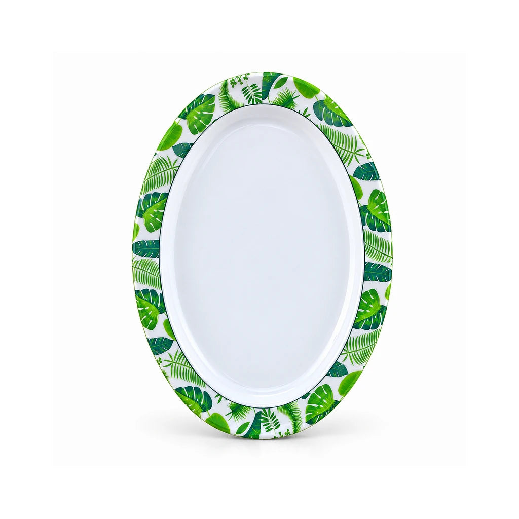 Blaze Greenery 14-Inch Printed Melamine Oval Dish