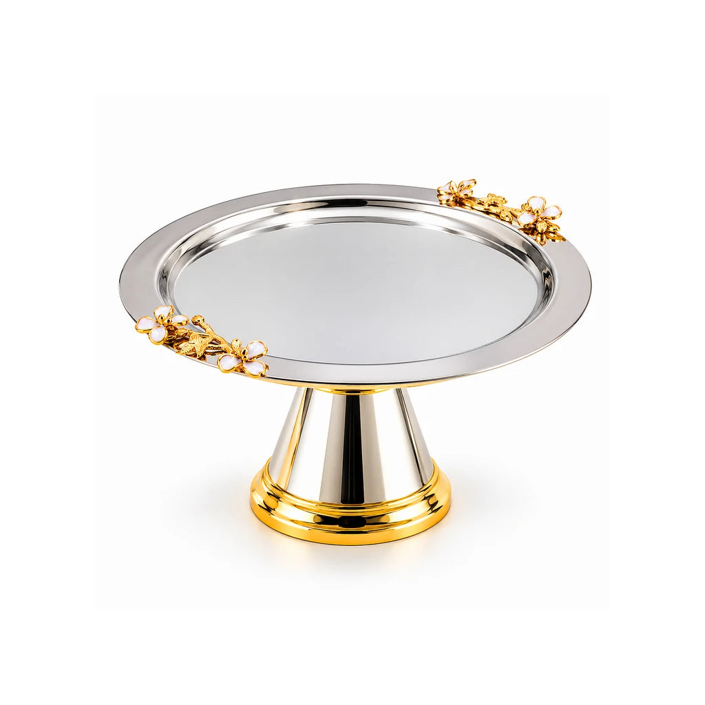 Fancy Stainless Steel Cake Dish With Stand