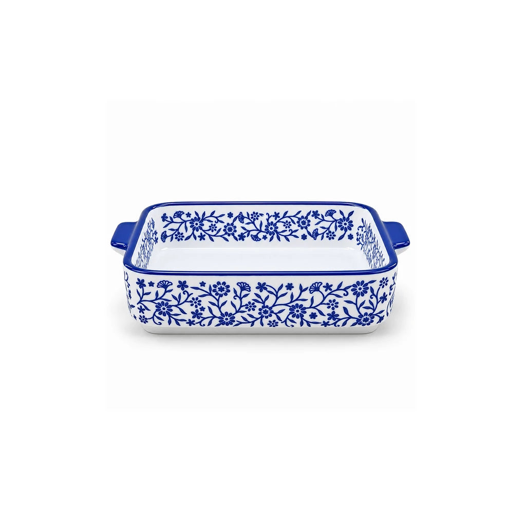 Danny Home Blue & White Floral Porcelain Baking Roaster - 21 × 14 cm