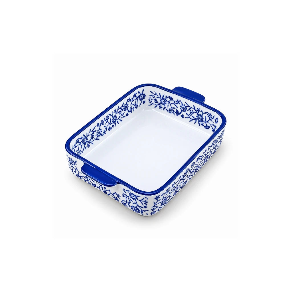 Danny Home Blue & White Floral Porcelain Baking Roaster - 21 × 14 cm