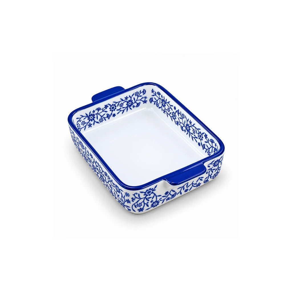 Danny Home Blue & White Floral Porcelain Baking Roaster - 21 × 14 cm