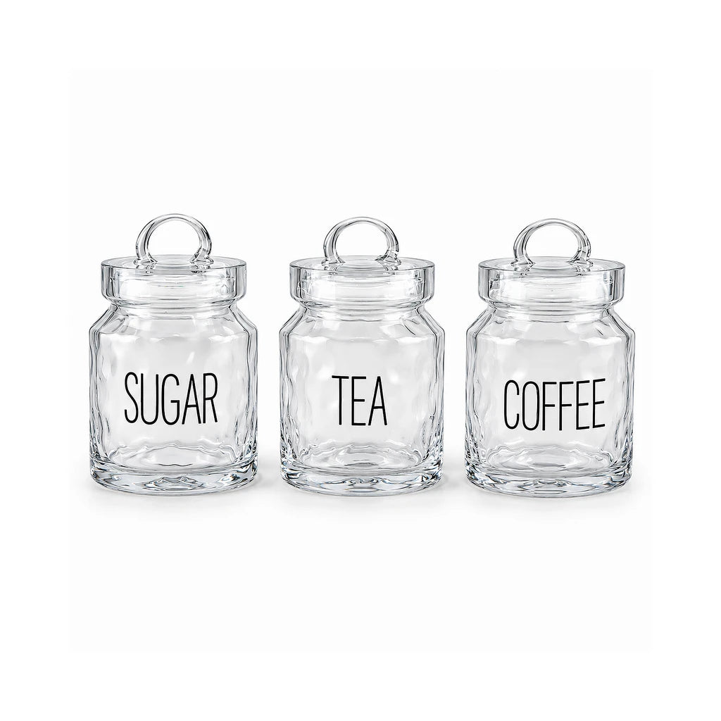 Danny Home 350 ml 3-Piece Glass Tea, Coffee & Sugar Jar Set
