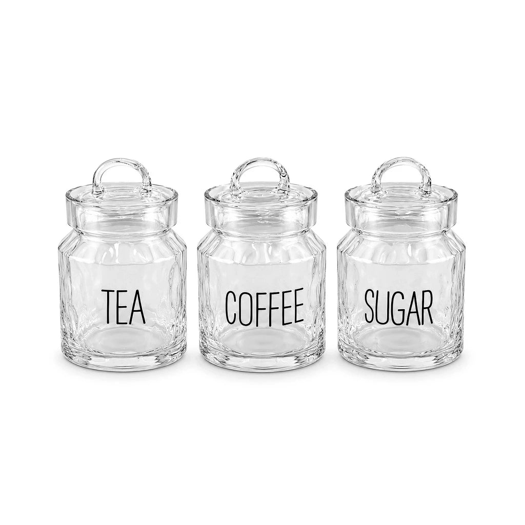 Danny Home 350 ml 3-Piece Glass Tea, Coffee & Sugar Jar Set