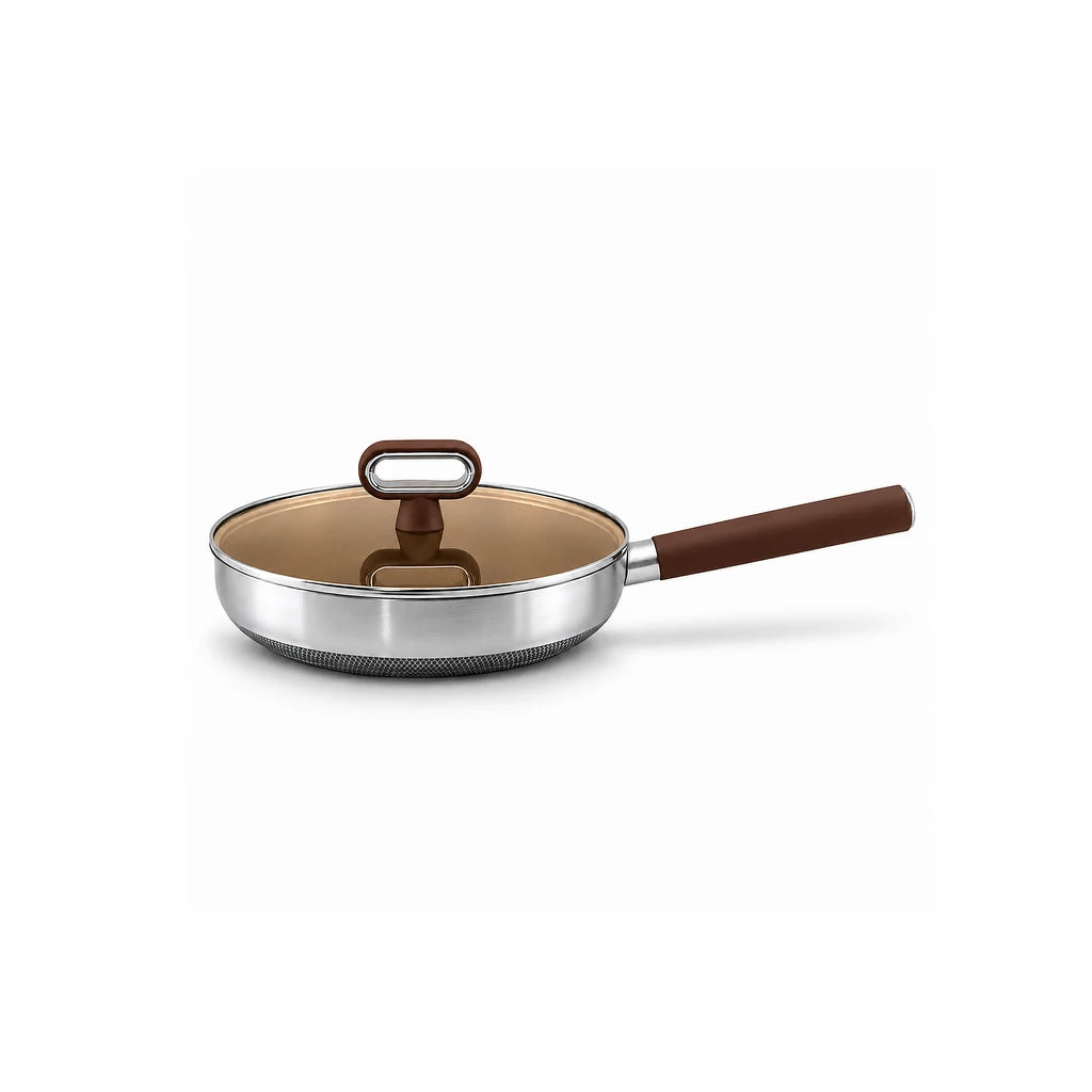 Titanium-Coated Non-Stick Frying Pan With Glass Lid - 24 & 28 cm