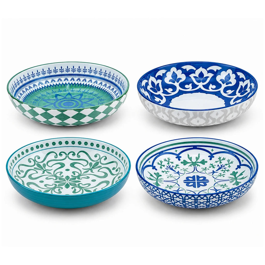 Danny Home 8.25-inches Porcelain 4-Piece Soup Plates. The diameter of the plates are 21 cm