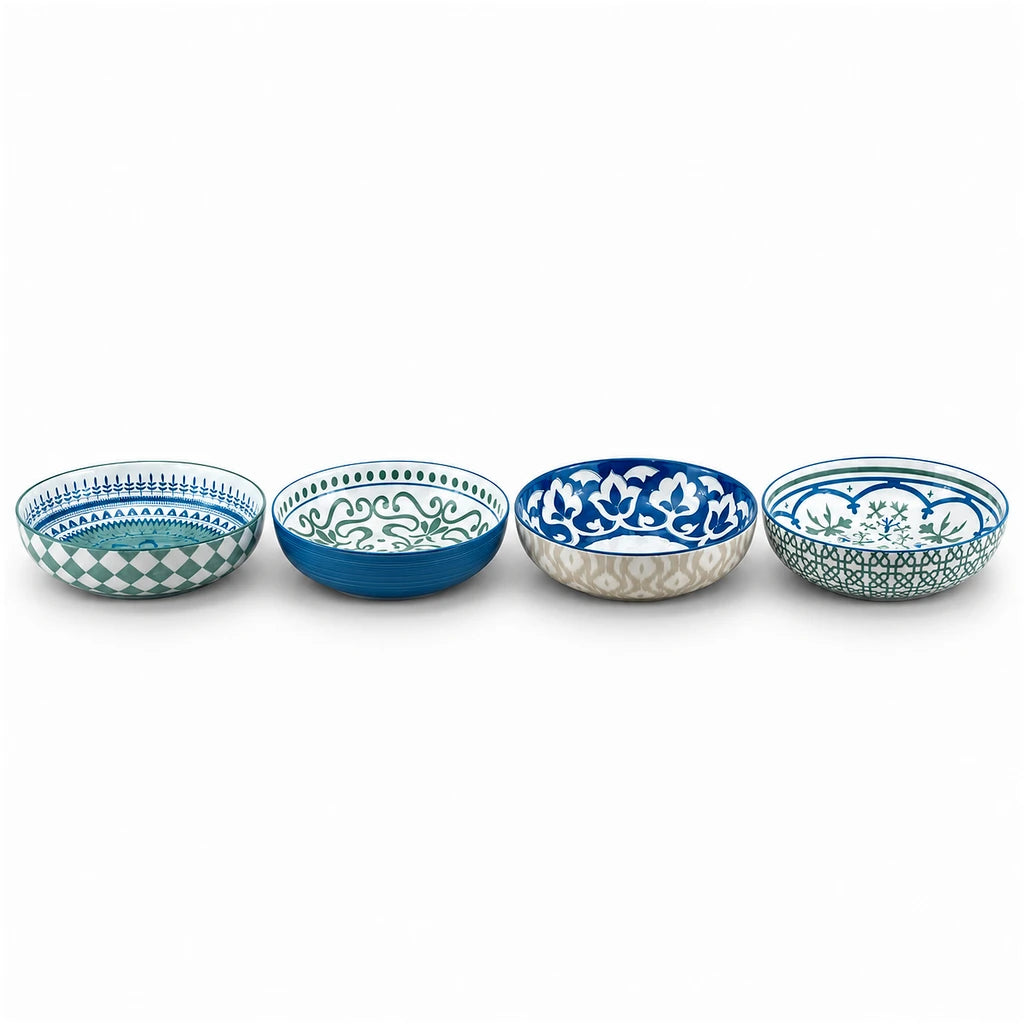 Danny Home 8.25-inches Porcelain 4-Piece Soup Plates. The diameter of the plates are 21 cm