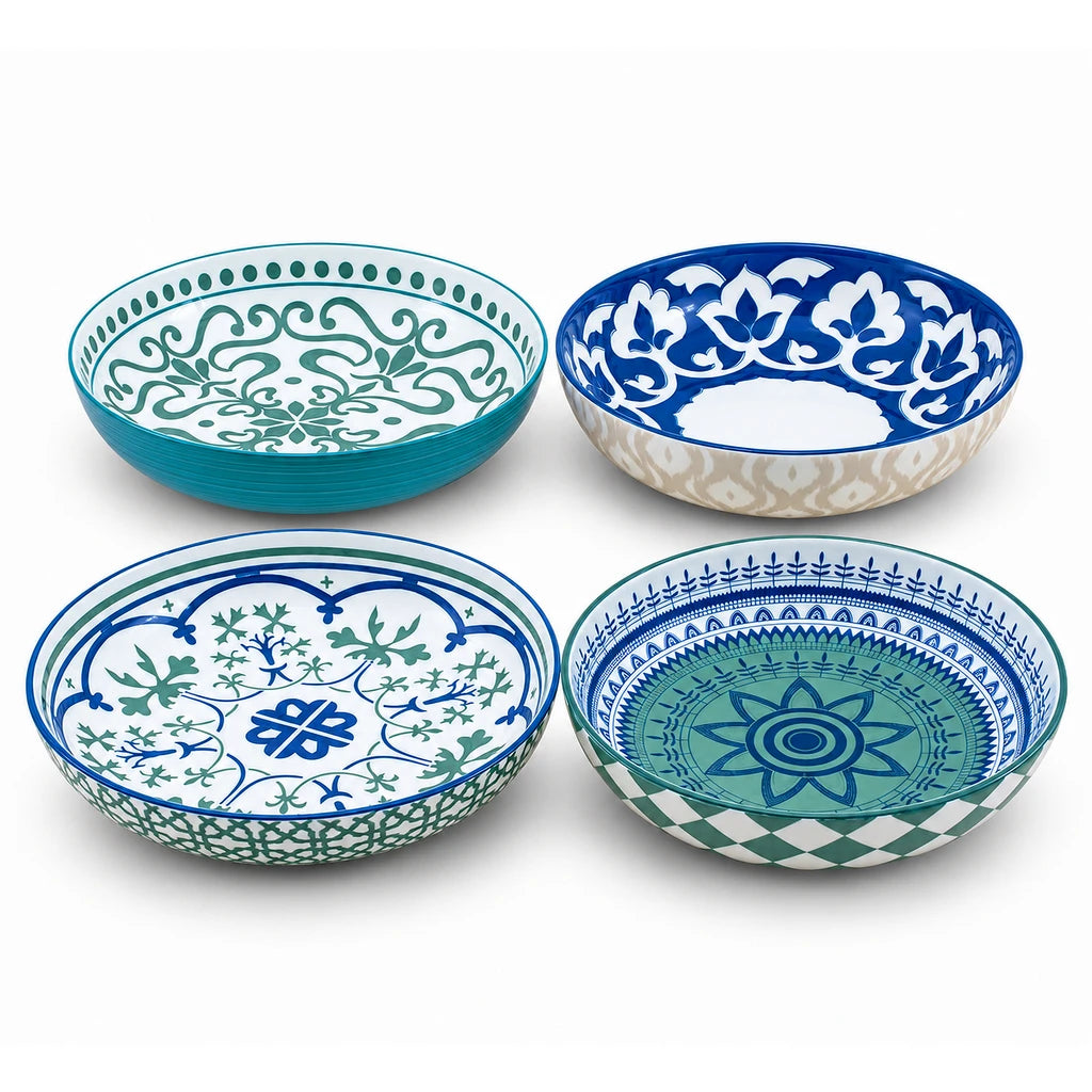 Danny Home 8.25-inches Porcelain 4-Piece Soup Plates. The diameter of the plates are 21 cm