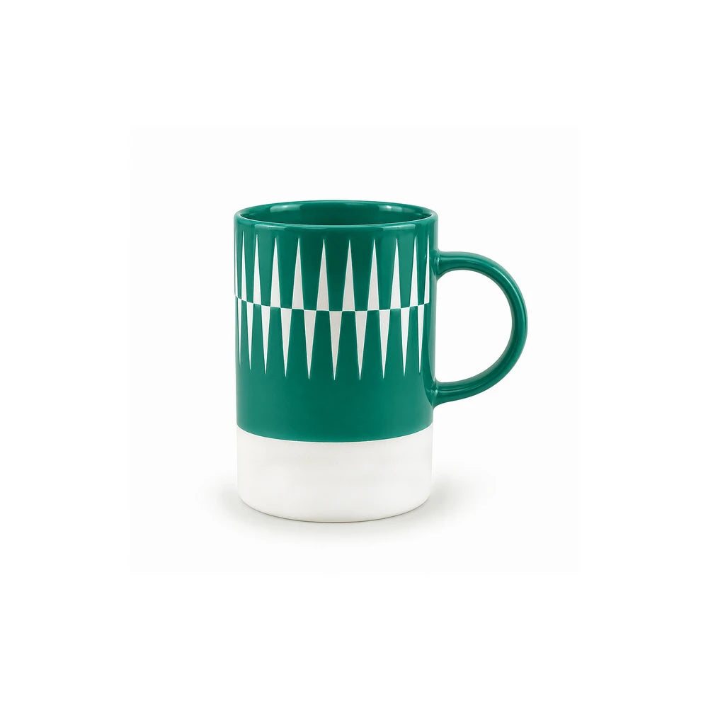 Danny Home 350 ml Green & White Geometric Porcelain Mug