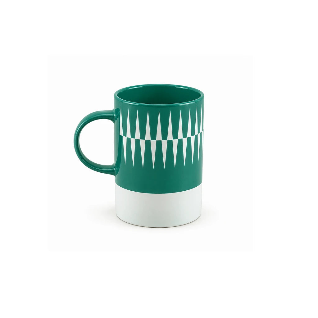 Danny Home 350 ml Green & White Geometric Porcelain Mug