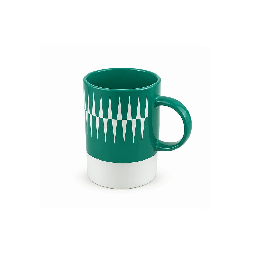 Danny Home 350 ml Green & White Geometric Porcelain Mug